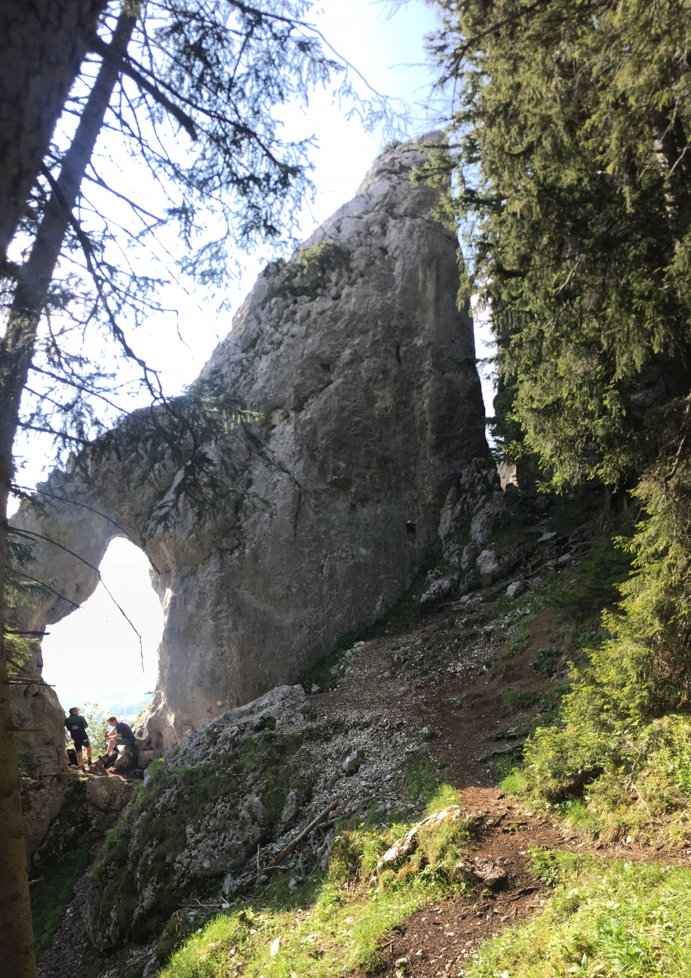 Gipfelkreuz Breitensteinfensterl: Blick auf das Breitensteinfensterl mit der Klettermöglichkeit zum Gipfelkreuz Breitensteinfensterl