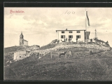 <a href=/huetten/hochfellnhaus-8515/>Hochfellnhaus</a> mit Kapelle (Foto gespeichert zu Ausgangspunkt Hochfellnhaus),#Historische Ansichtskarte zum <a href=/historisch/>Verkauf</a>