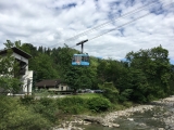 Die Gondel der Karrenseilbahn über der Dornbirner Ache (Foto gespeichert zu Ausgangspunkt Karrenseilbahn Talstation),#