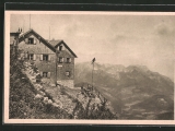 <a href=/freizeit/purtschellerhaus-103/>Purtschellerhaus</a> auf dem Eckerfirst (Foto gespeichert zu Ziel Purtschellerhaus),#Historische Ansichtskarte zum <a href=/historisch/>Verkauf</a>