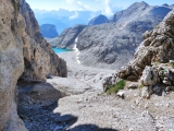 Blick vom Klettersteig-Einstieg auf die Aufsiegsrinne,#