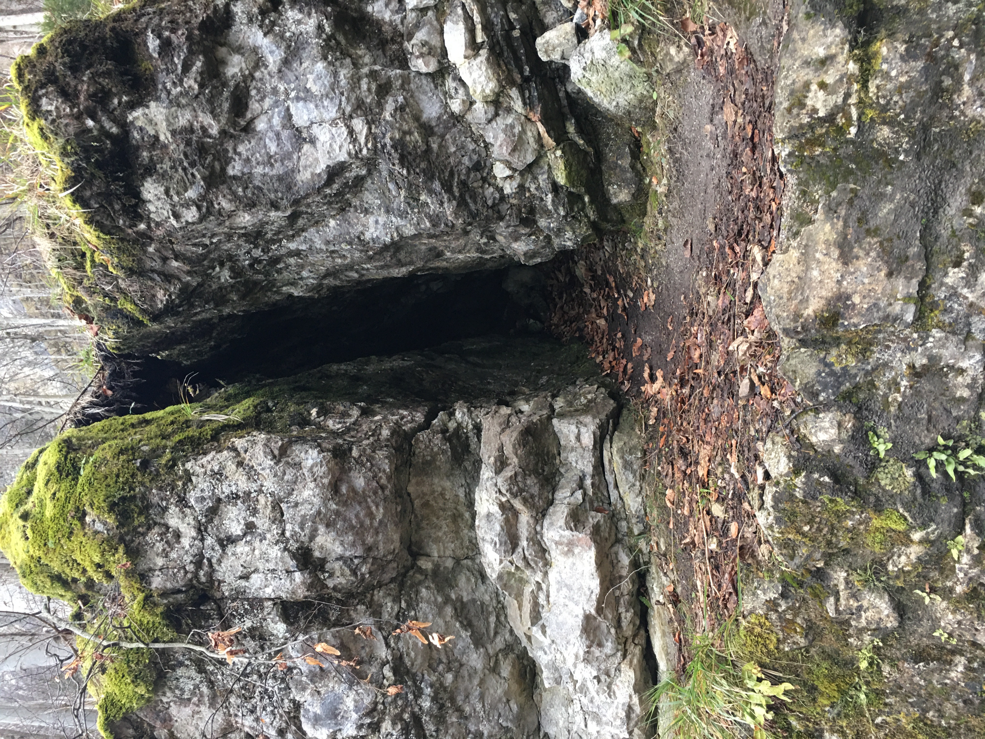 Ein kurzer Spalt in einem Felsblock