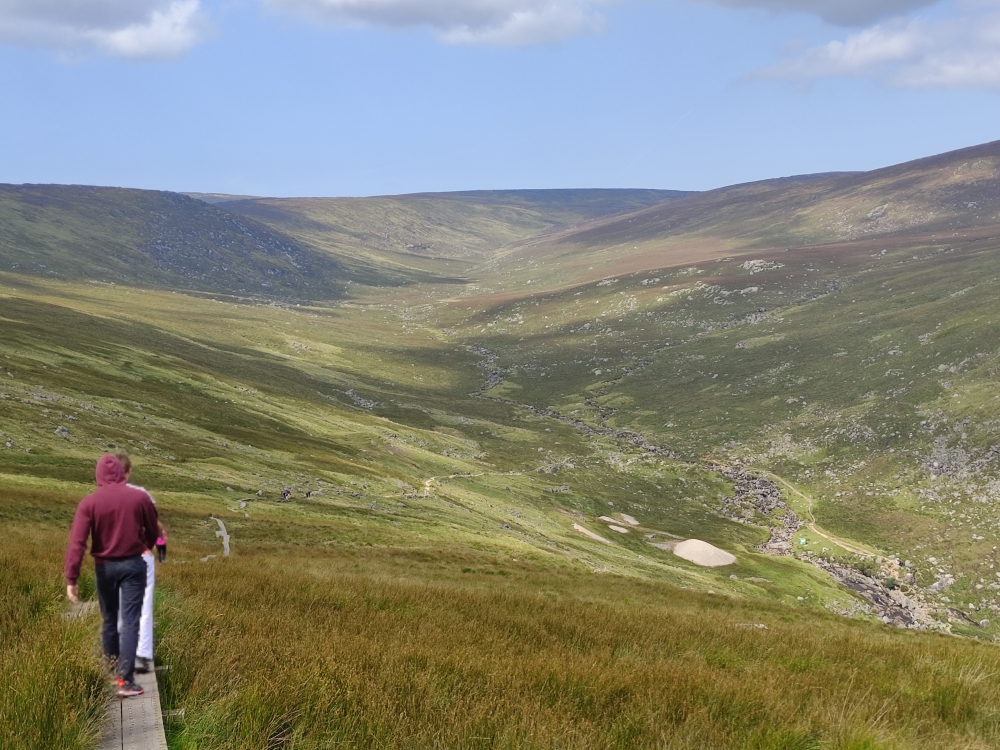 Wanderung The Spinc Glendalough Loop: Blick in das Glenealo Valley