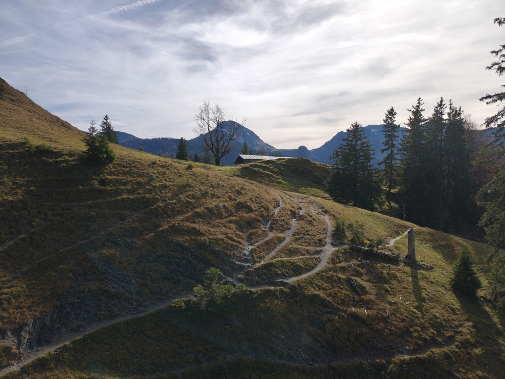 Wanderung Hochalm mit Kammweg: Blick über die Hölleialm zum Juifen