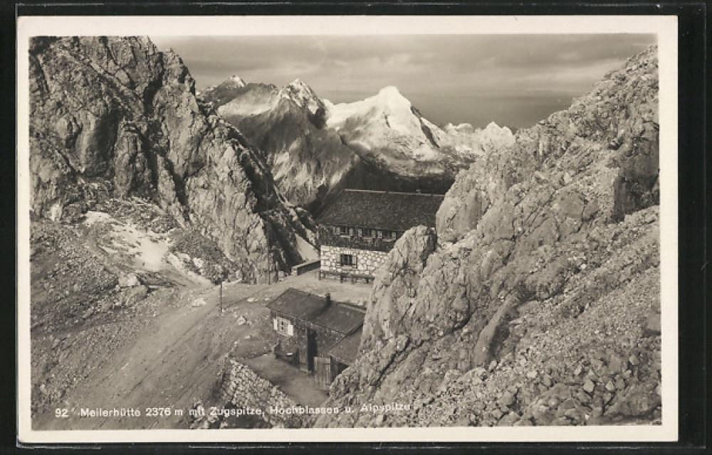 Meilerhütte mit Zugspitze, Hochblassen und Alpspitze