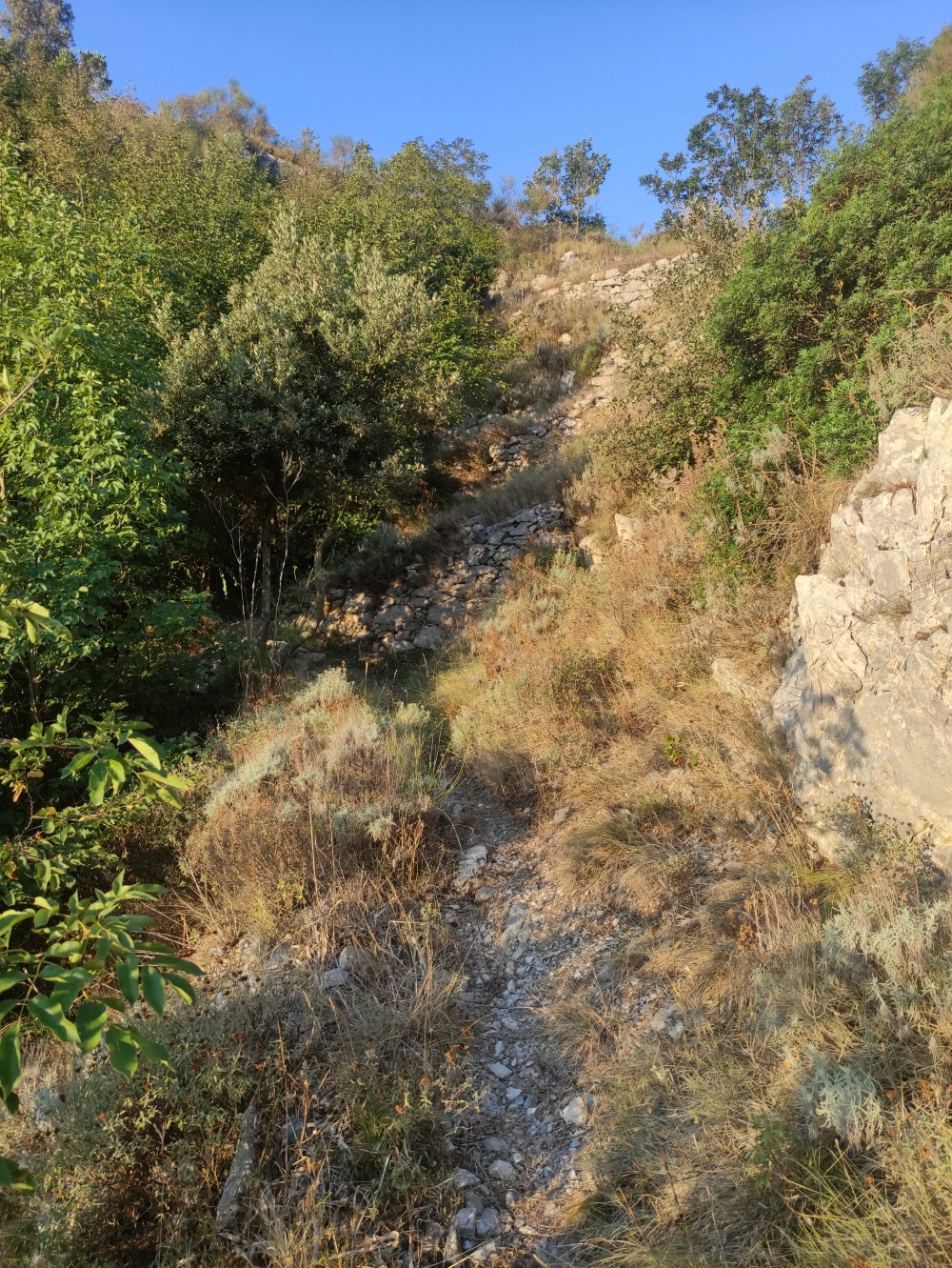 Wanderung Monte Vico Alvano: Steinrampen unterhalb des Sattels
