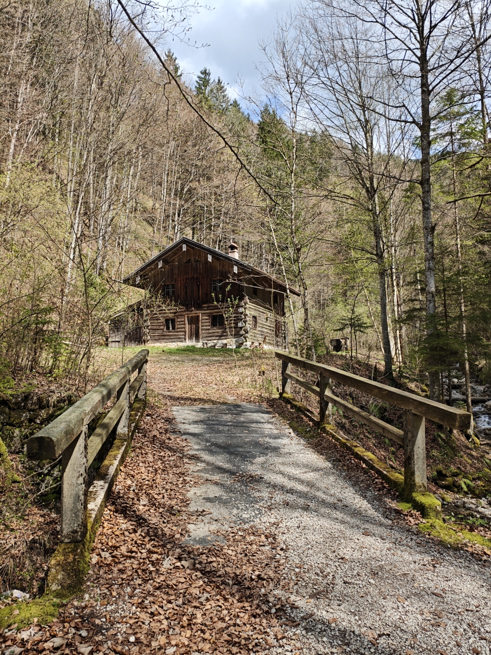Wanderung Scheibenwand: An dem Forsthaus erreicht man die Forststraße 